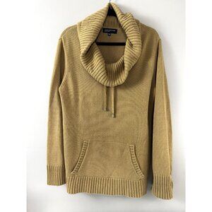 JNY Womens Tan Cowl Neck Sweater XL Preppy Old Money Classic Knit Pullover Cozy